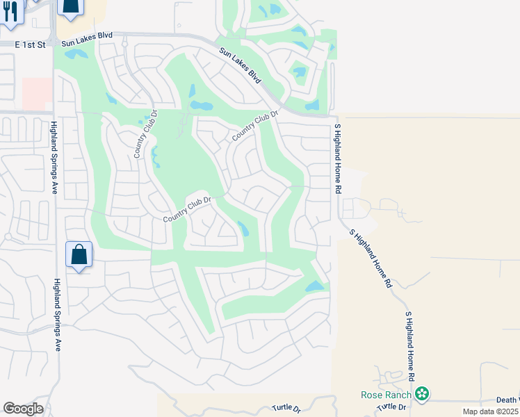 map of restaurants, bars, coffee shops, grocery stores, and more near 1218 Bel Air Court in Banning