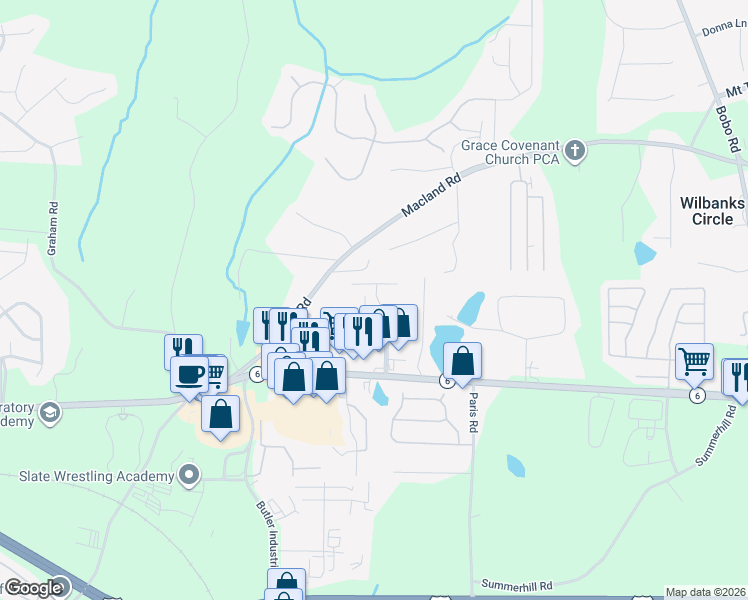 map of restaurants, bars, coffee shops, grocery stores, and more near 402 WI Parkway in Dallas
