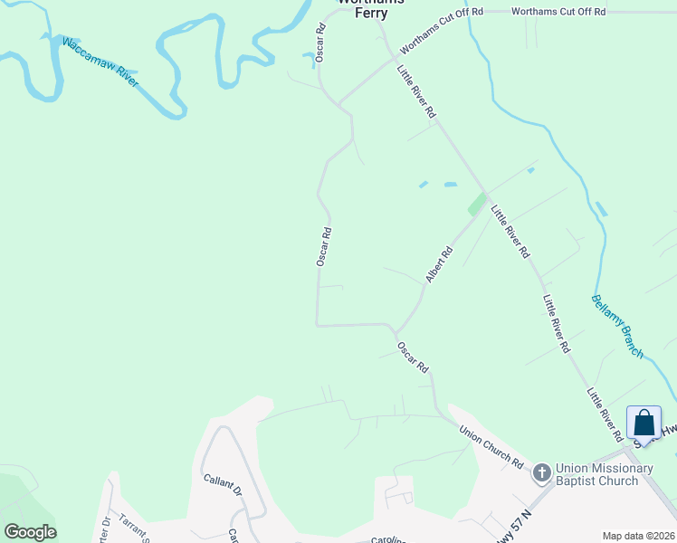 map of restaurants, bars, coffee shops, grocery stores, and more near 1304 Oscar Road in Little River