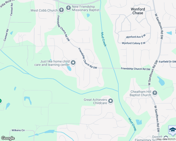 map of restaurants, bars, coffee shops, grocery stores, and more near 3301 Maple Leaf Way in Powder Springs