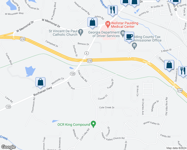 map of restaurants, bars, coffee shops, grocery stores, and more near 204 Christine Court in Dallas