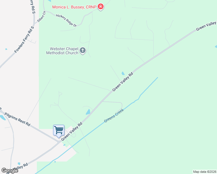 map of restaurants, bars, coffee shops, grocery stores, and more near 1424 Green Valley Road in Gadsden