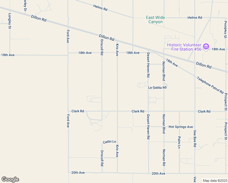 map of restaurants, bars, coffee shops, grocery stores, and more near 18625 Kris Avenue in Desert Hot Springs