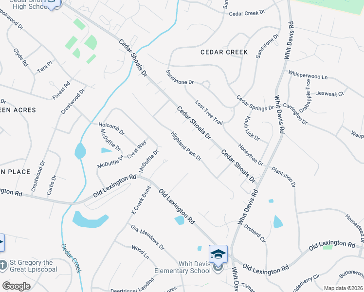 map of restaurants, bars, coffee shops, grocery stores, and more near 209 Highland Park Drive in Athens