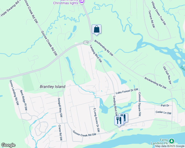 map of restaurants, bars, coffee shops, grocery stores, and more near 1593 Windsong Drive Southwest in Ocean Isle Beach