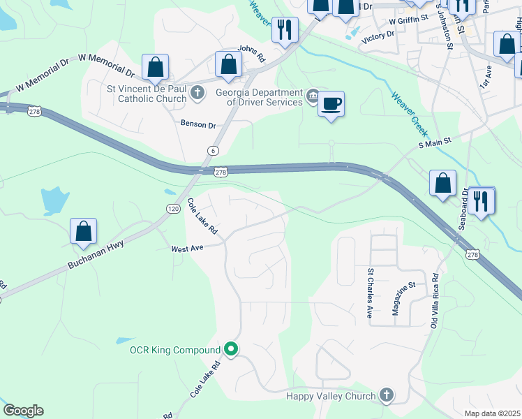 map of restaurants, bars, coffee shops, grocery stores, and more near 101 West Bridge Court in Dallas