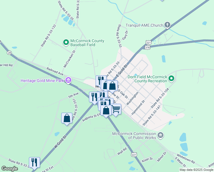 map of restaurants, bars, coffee shops, grocery stores, and more near in McCormick