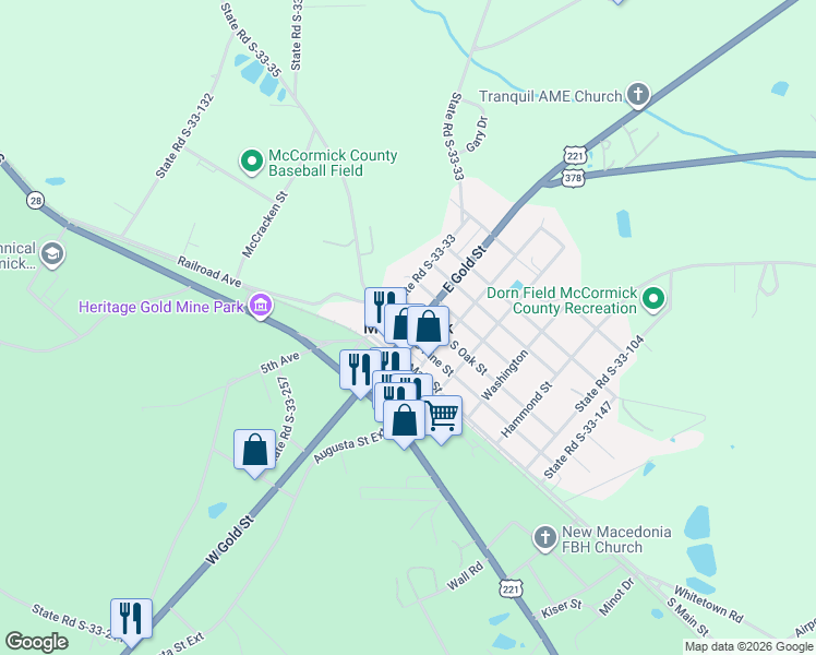 map of restaurants, bars, coffee shops, grocery stores, and more near in McCormick