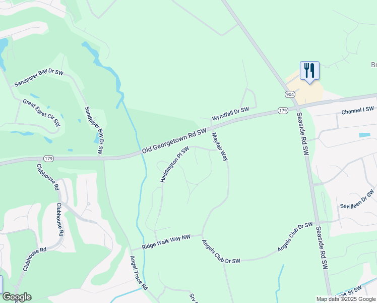 map of restaurants, bars, coffee shops, grocery stores, and more near 7440 Haddington Place Southwest in Sunset Beach