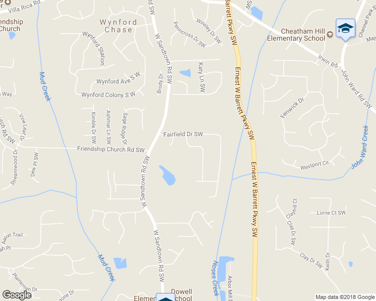 map of restaurants, bars, coffee shops, grocery stores, and more near 1578 Bellchase Drive Southwest in Marietta