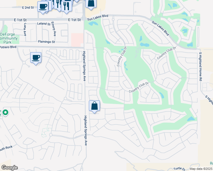 map of restaurants, bars, coffee shops, grocery stores, and more near 1331 Pauma Valley Road in Banning
