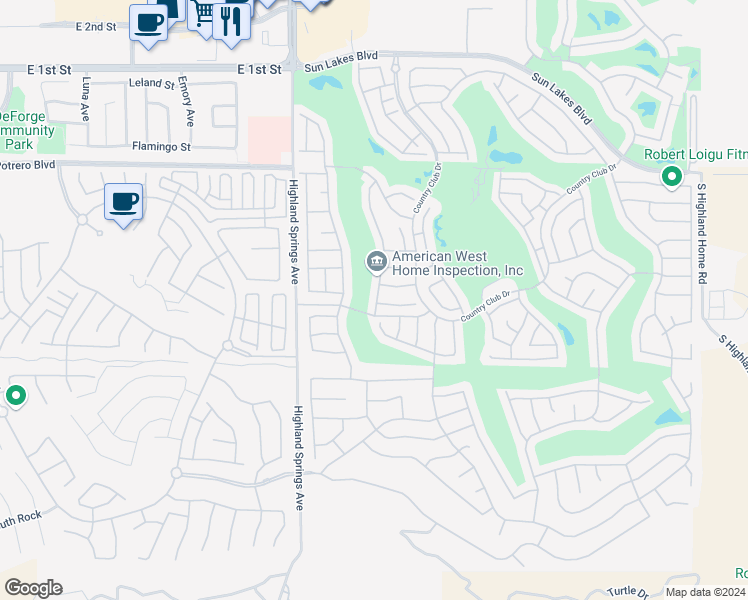map of restaurants, bars, coffee shops, grocery stores, and more near 1331 Pauma Valley Road in Banning