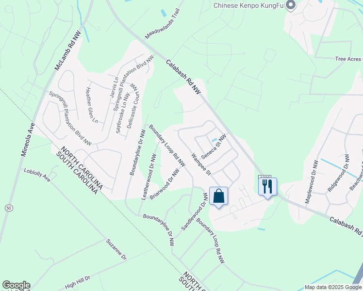 map of restaurants, bars, coffee shops, grocery stores, and more near 519 Wampee Street in Calabash