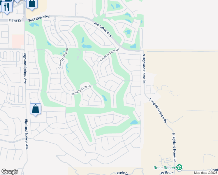map of restaurants, bars, coffee shops, grocery stores, and more near 1209 Bel Air Court in Banning