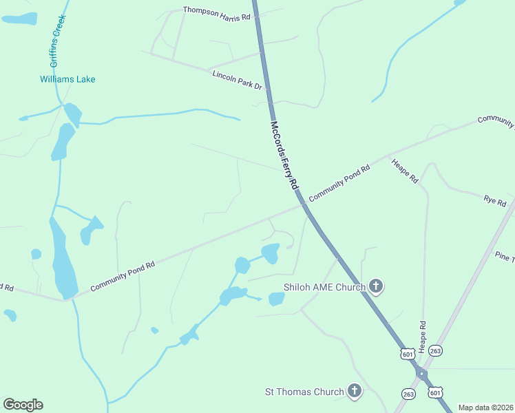 map of restaurants, bars, coffee shops, grocery stores, and more near 1435 Community Pond Road in Eastover