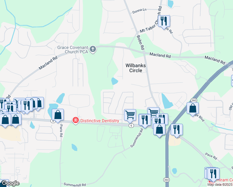 map of restaurants, bars, coffee shops, grocery stores, and more near 461 Arrowhead Drive in Dallas
