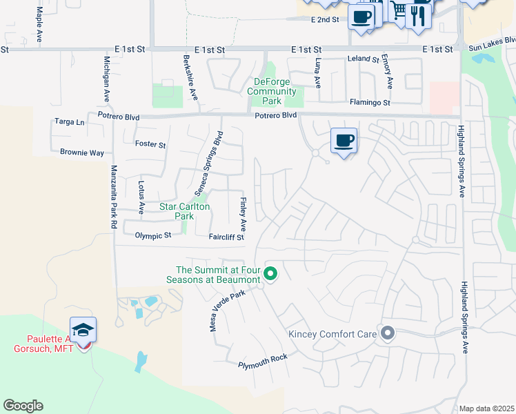 map of restaurants, bars, coffee shops, grocery stores, and more near 279 White Sands Street in Beaumont