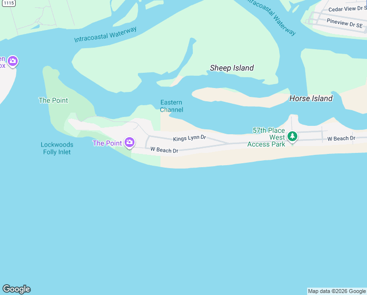 map of restaurants, bars, coffee shops, grocery stores, and more near 6604 West Beach Drive in Oak Island