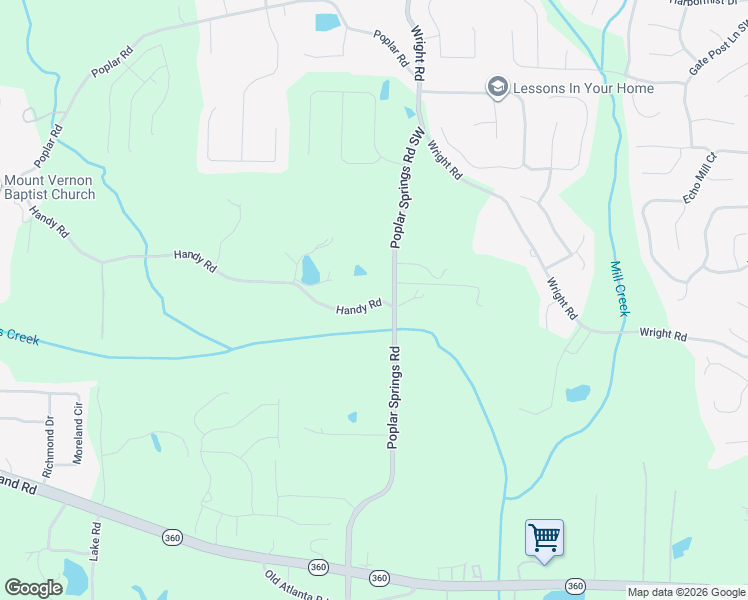 map of restaurants, bars, coffee shops, grocery stores, and more near 2233 Poplar Springs Road in Hiram