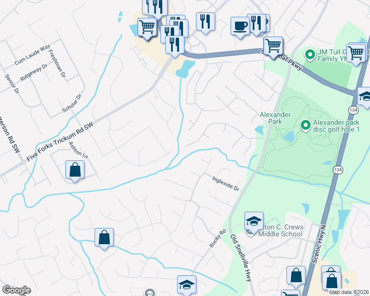 map of restaurants, bars, coffee shops, grocery stores, and more near 1031 Albemarle Way Southwest in Lawrenceville