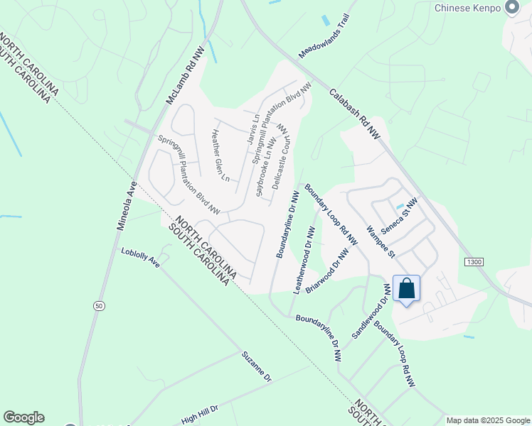map of restaurants, bars, coffee shops, grocery stores, and more near 552 Dellcastle Court Northwest in Calabash