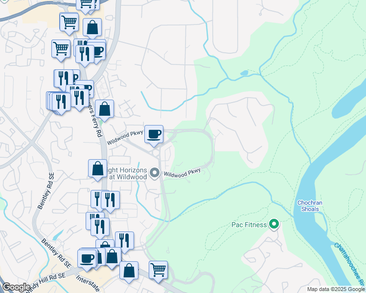 map of restaurants, bars, coffee shops, grocery stores, and more near 3176 Sonnet Walk in Atlanta