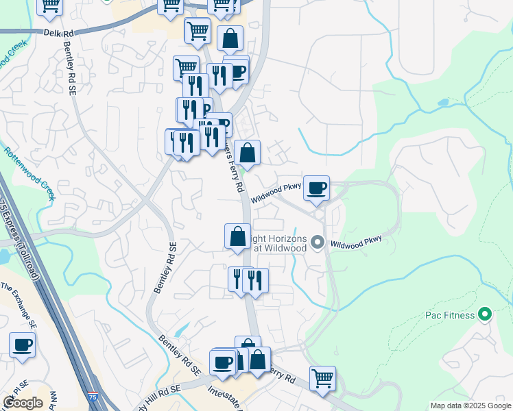 map of restaurants, bars, coffee shops, grocery stores, and more near in Cobb County