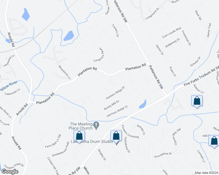 map of restaurants, bars, coffee shops, grocery stores, and more near 2001 Hunters Walk Court in Lawrenceville