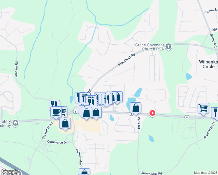 map of restaurants, bars, coffee shops, grocery stores, and more near 402 WI Parkway in Dallas
