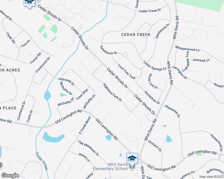 map of restaurants, bars, coffee shops, grocery stores, and more near 218 Highland Park Drive in Athens