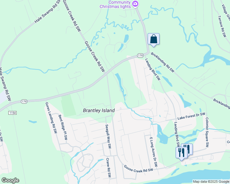 map of restaurants, bars, coffee shops, grocery stores, and more near 1581 Goose Creek Road Southwest in Ocean Isle Beach