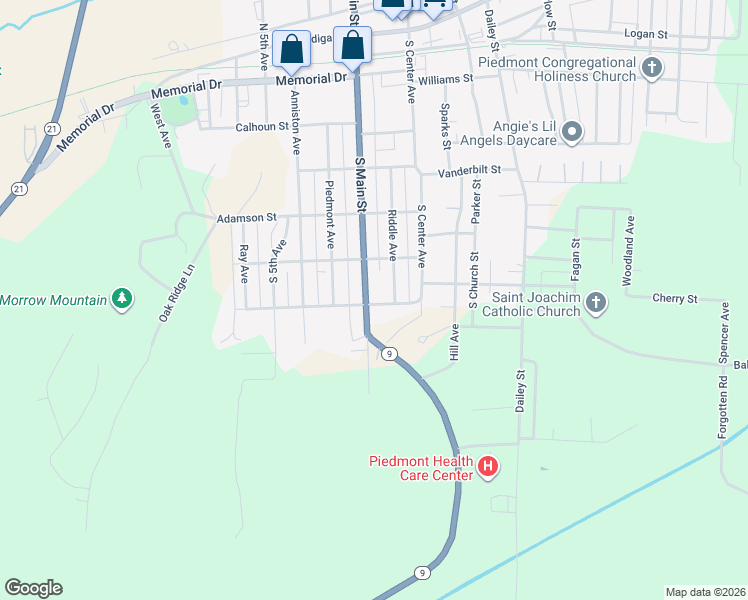 map of restaurants, bars, coffee shops, grocery stores, and more near 105 Johnson Street in Piedmont