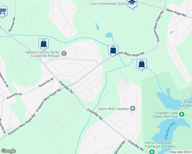 map of restaurants, bars, coffee shops, grocery stores, and more near 492 Leaflet Ives Trail in Lawrenceville