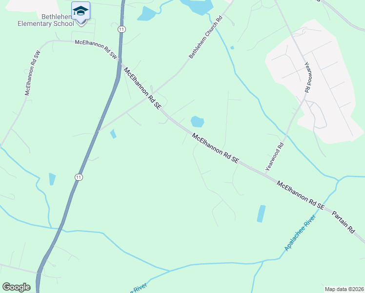 map of restaurants, bars, coffee shops, grocery stores, and more near 115 McElhannon Road Southeast in Bethlehem