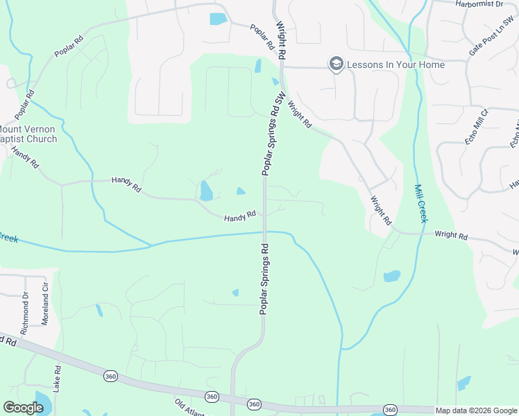 map of restaurants, bars, coffee shops, grocery stores, and more near 2233 Poplar Springs Road in Hiram