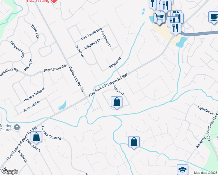 map of restaurants, bars, coffee shops, grocery stores, and more near 1731 Surrey Hill Circle in Lawrenceville