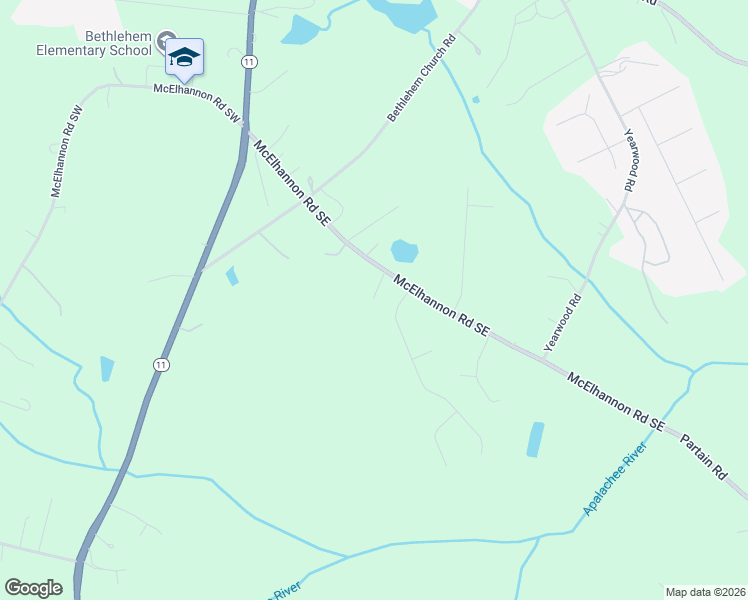 map of restaurants, bars, coffee shops, grocery stores, and more near 115 McElhannon Road Southeast in Bethlehem