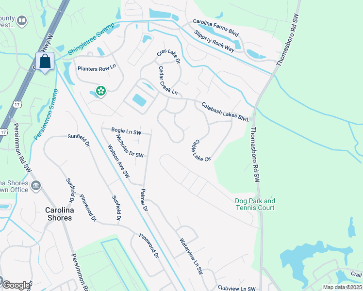 map of restaurants, bars, coffee shops, grocery stores, and more near 1048 Chadsey Lake Drive in Calabash