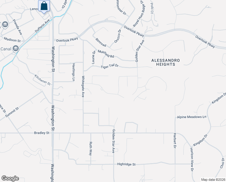 map of restaurants, bars, coffee shops, grocery stores, and more near 1301 Matterhorn Street in Riverside