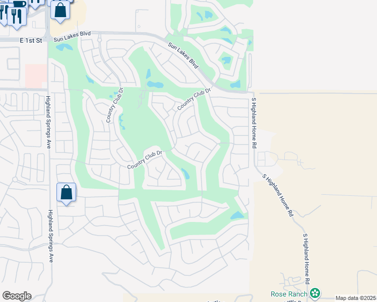 map of restaurants, bars, coffee shops, grocery stores, and more near 1147 Hilton Head Drive in Banning