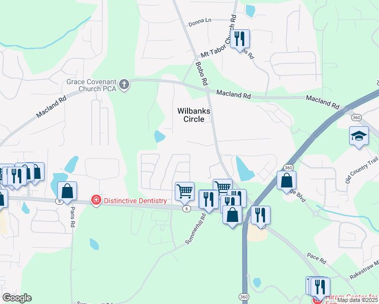 map of restaurants, bars, coffee shops, grocery stores, and more near 277 Topaz Drive in Dallas