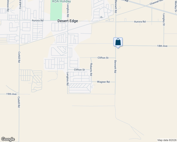 map of restaurants, bars, coffee shops, grocery stores, and more near Clifton Road in Desert Hot Springs