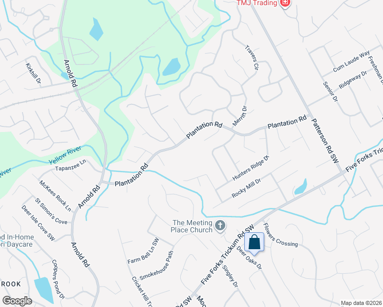map of restaurants, bars, coffee shops, grocery stores, and more near 2160 Plantation Road in Lawrenceville
