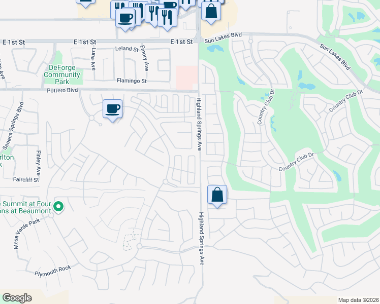 map of restaurants, bars, coffee shops, grocery stores, and more near 1691 Clark Creek in Beaumont