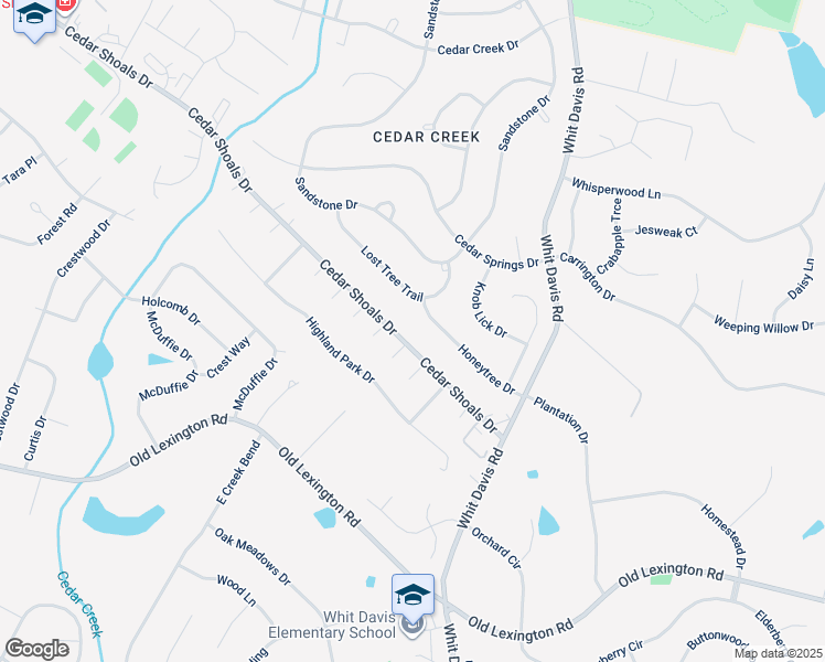 map of restaurants, bars, coffee shops, grocery stores, and more near 1747 Cedar Shoals Drive in Athens