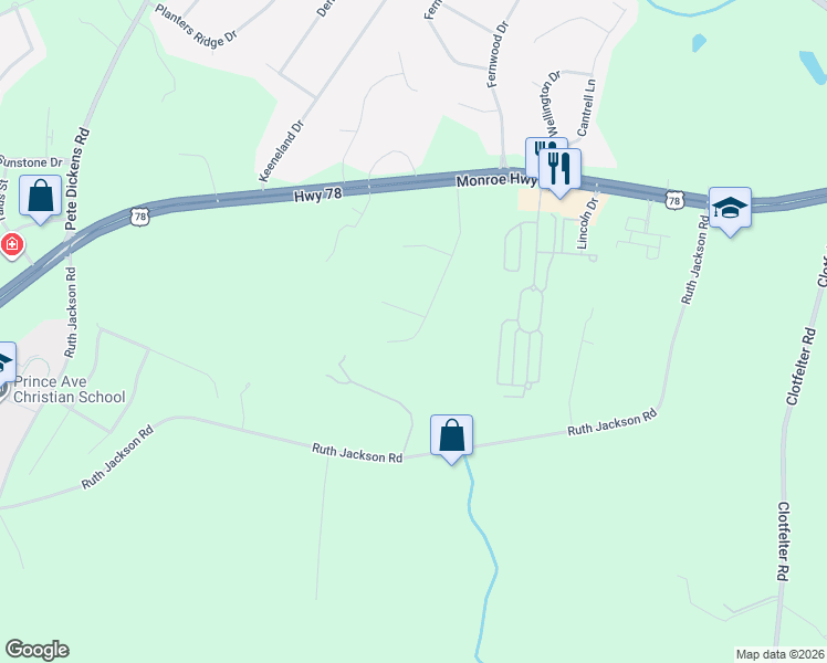 map of restaurants, bars, coffee shops, grocery stores, and more near 1191 Pleasant Hill Road in Watkinsville