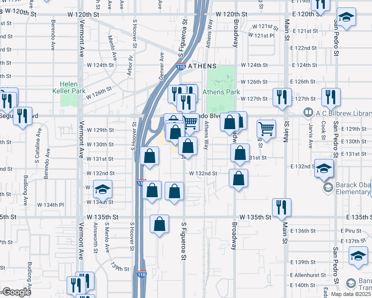 map of restaurants, bars, coffee shops, grocery stores, and more near 601 South Figueroa Street in Los Angeles