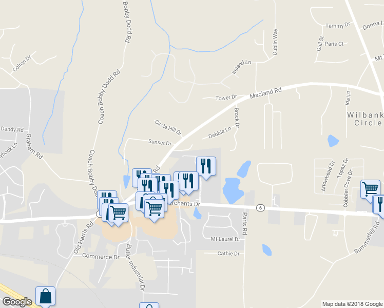 map of restaurants, bars, coffee shops, grocery stores, and more near 427 West I Parkway in Dallas