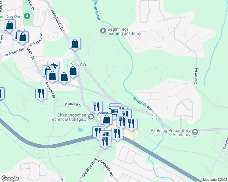 map of restaurants, bars, coffee shops, grocery stores, and more near 115 Twin Pines Court in Dallas