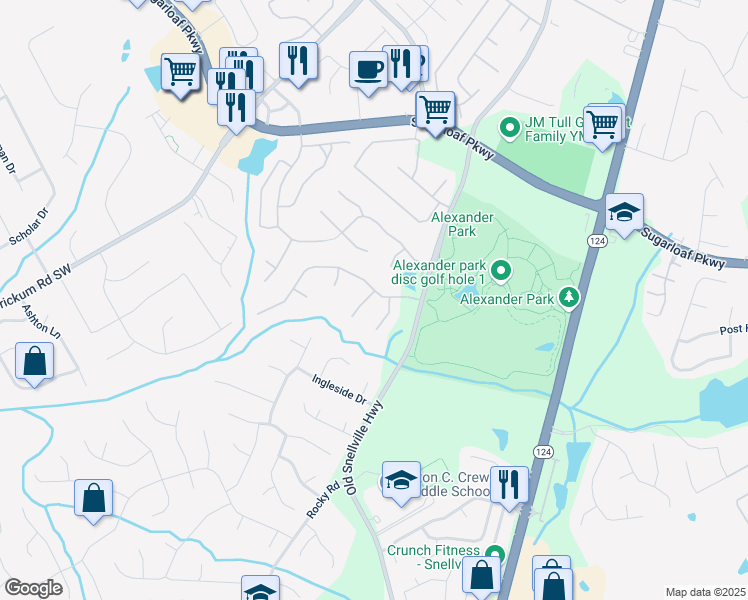 map of restaurants, bars, coffee shops, grocery stores, and more near 793 Fairington Place in Lawrenceville